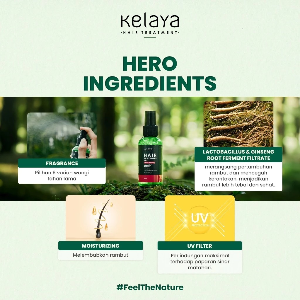 Kelaya Hair Treatment Hair Revitalizer Mist 100ml - Refresh & Recharge