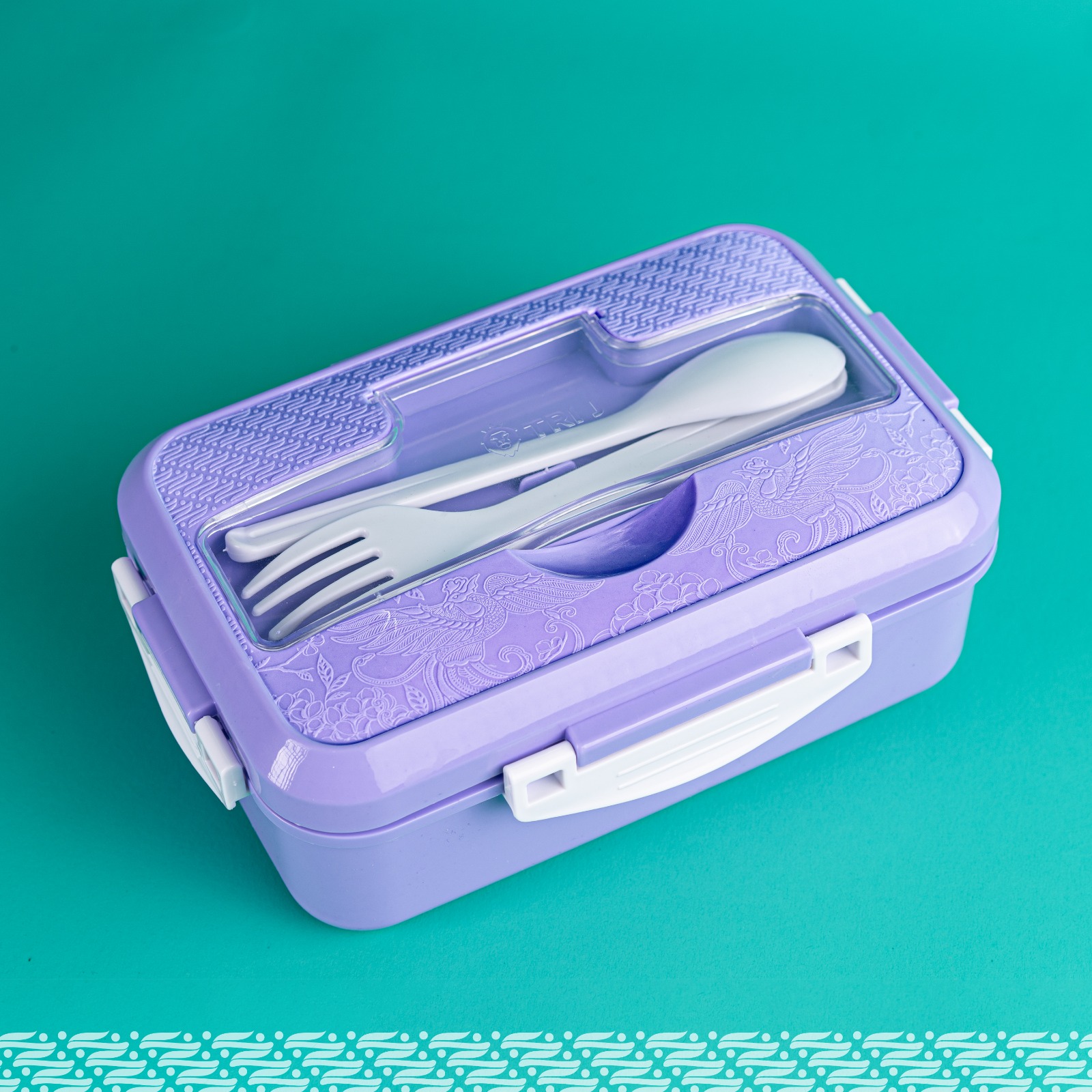 TRI J - Lunch Box 4in1 - UNGU (Free Sendok dan Garpu)