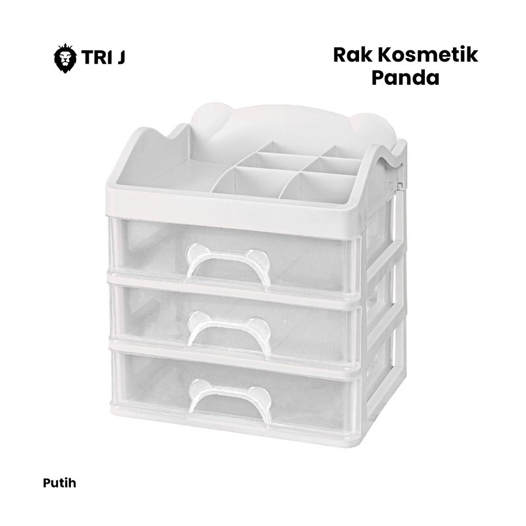 TRI J - Laci 3 Susun PANDA - PUTIH (Rak Kosmetik Makeup Organizer)