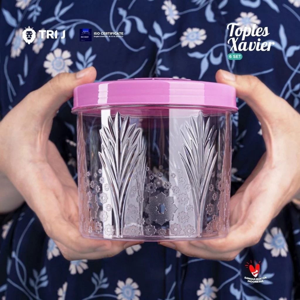 TRI J - Toples Kristal 6 Set + Nampan - UNGU (Toples Snack Lebaran)