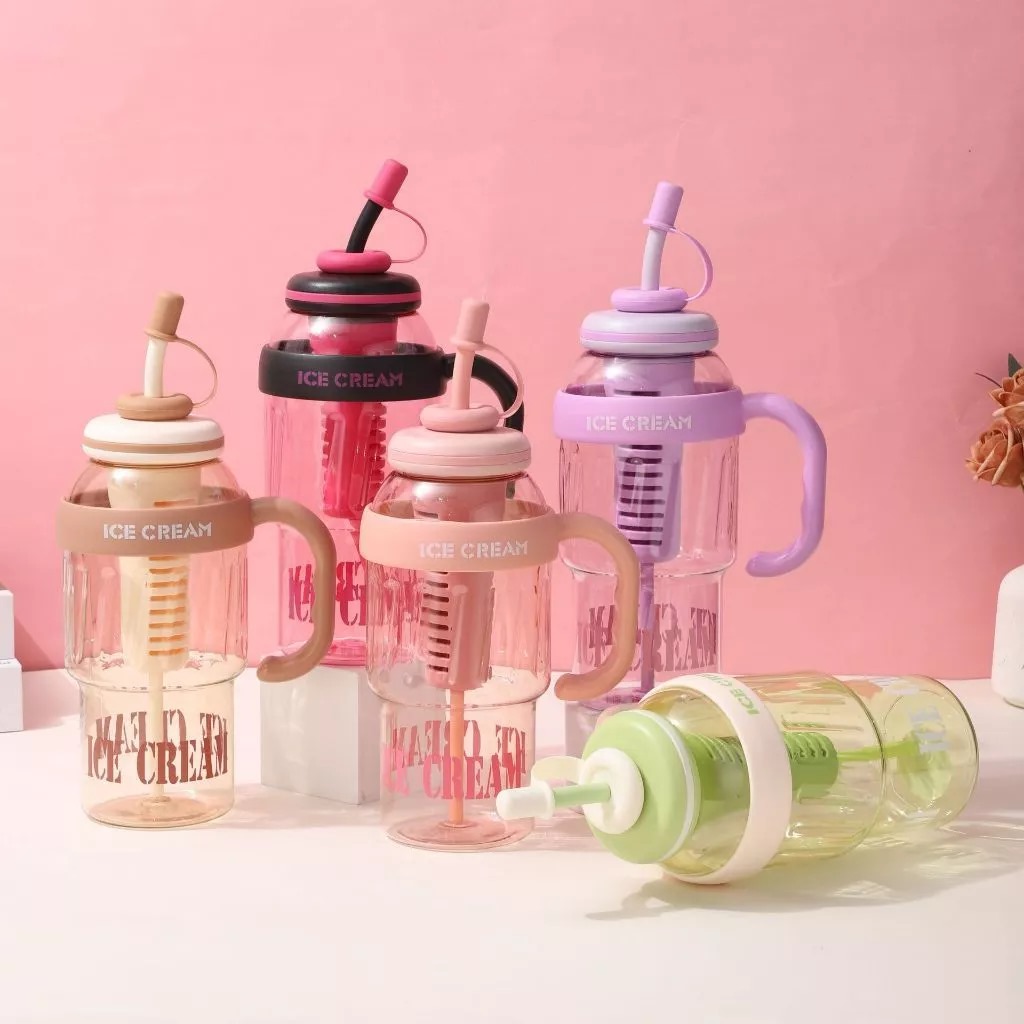 Botol Minum Air Jumbo Ice Cream 1400ml - UNGU (Tumblr Free Sedotan Aesthetic)