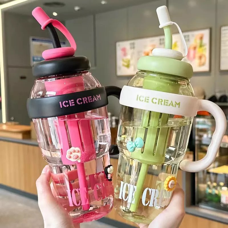 Botol Minum Air Jumbo Ice Cream 1400ml - UNGU (Tumblr Free Sedotan Aesthetic)