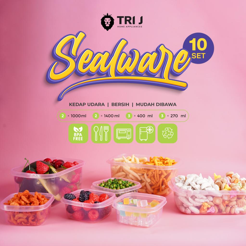 TRI J - Sealware Kotak Makan Set Isi 10 - PINK (Food Container Box)