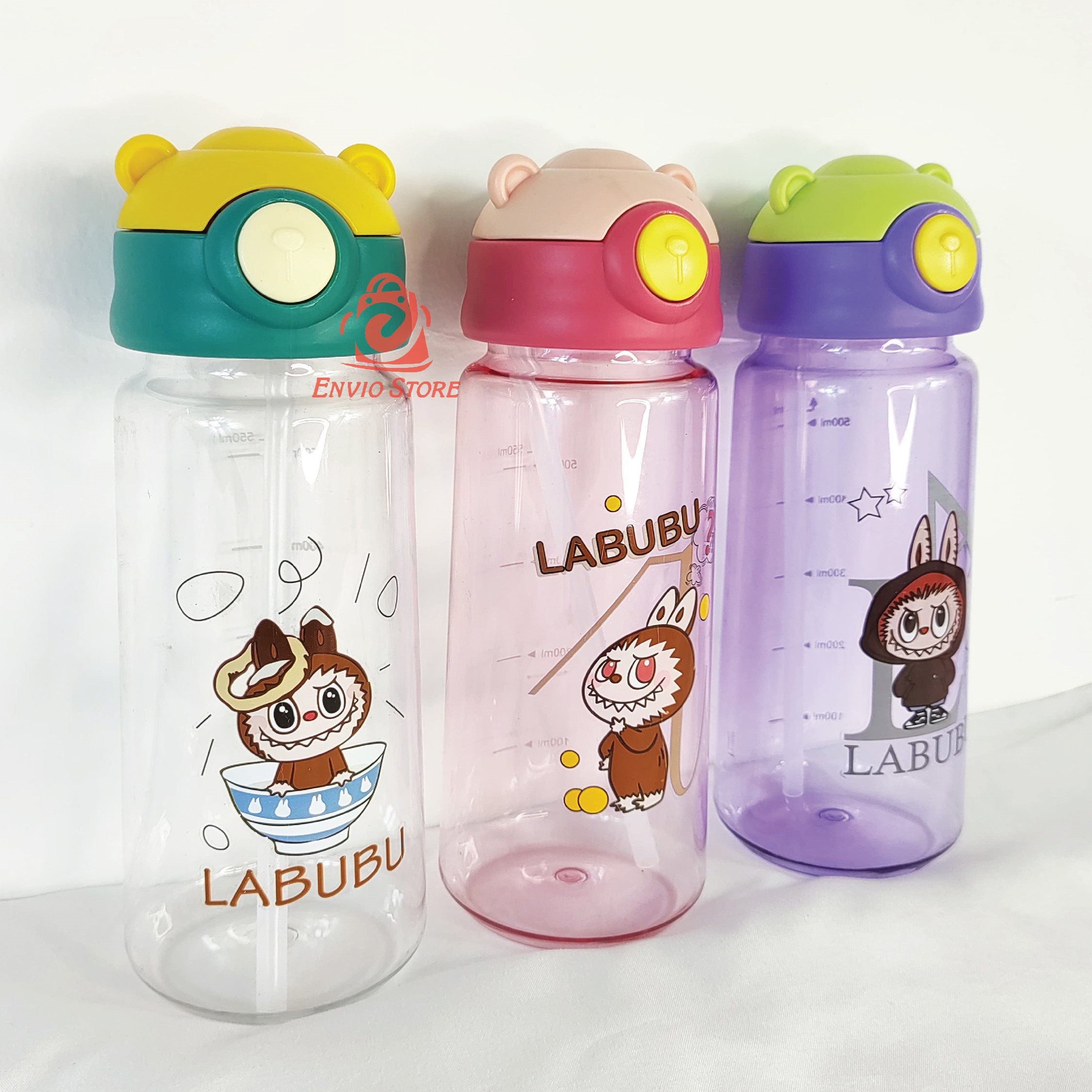 Botol Minum LABUBU MINI 550ml (JB214) - UNGU (Botol Minum Anak Lucu + Sedotan)