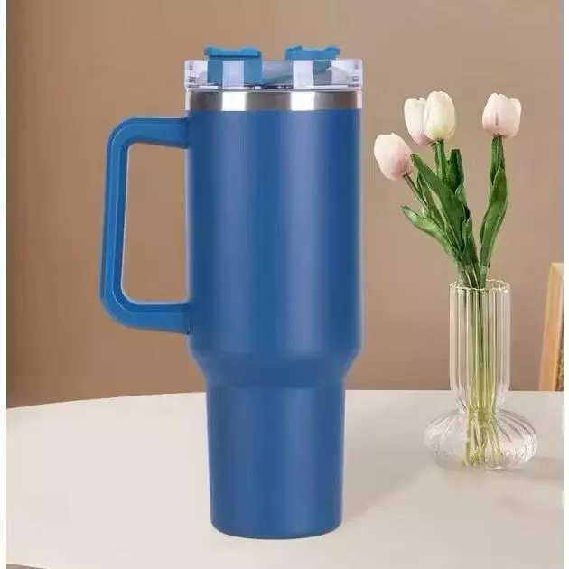 Termos Jumbo Premium Stainless 1300ml (6601) - NAVY (Tumblr Tahan Panas Dingin + Free Sedotan)