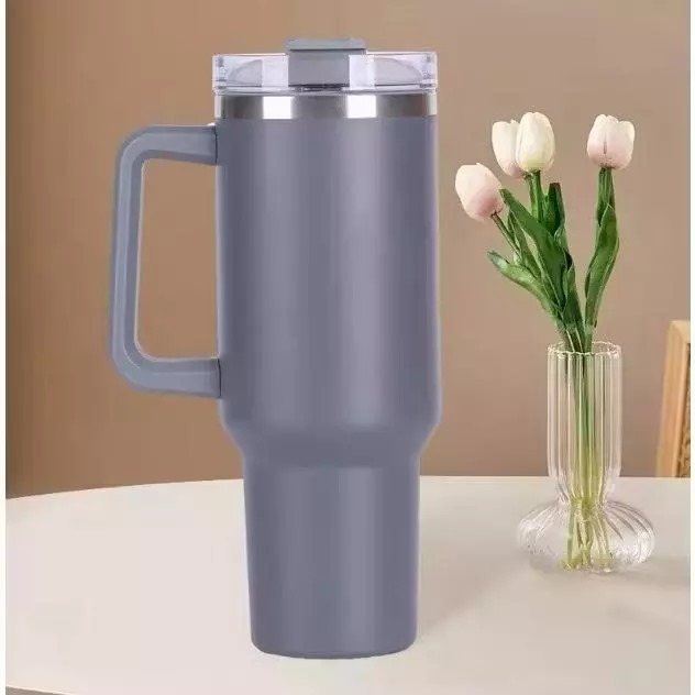 Termos Jumbo Premium Stainless 1300ml (6601) - GREY (Tumblr Tahan Panas Dingin + Free Sedotan)