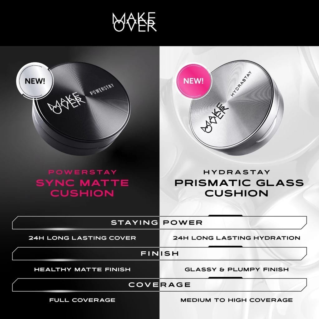 Make Over Hydrastay Prismatic Glass Cushion 24H Strongwear 12gr - W41 Coral Sand