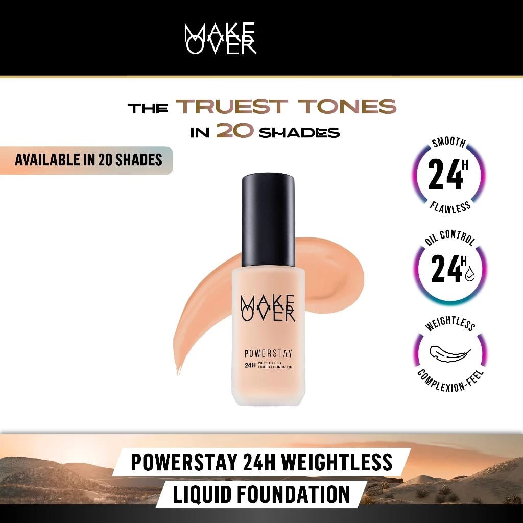 Make Over Powerstay Weightless Liquid Foundation 24H Oil Control 40ml - W33 Honey Beige