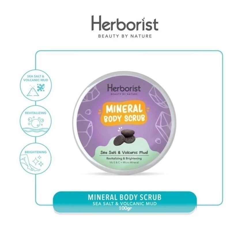 Herborist Mineral Body Scrub 100gr - Sea Salt & Volcanic Mud (Revitalizing & Brightening)