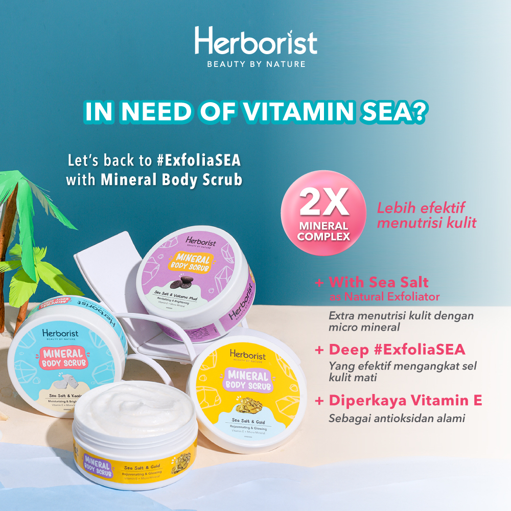 Herborist Mineral Body Scrub 100gr - Sea Salt & Volcanic Mud (Revitalizing & Brightening)
