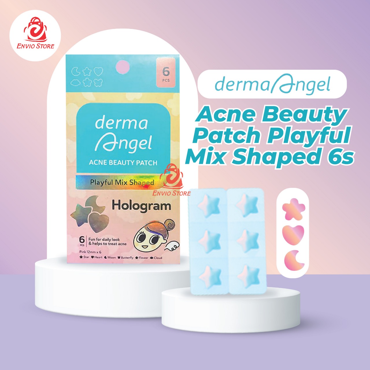 Derma Angel Acne Beauty Patch Plyaful Mix Shaped 6s - Hologram MIX