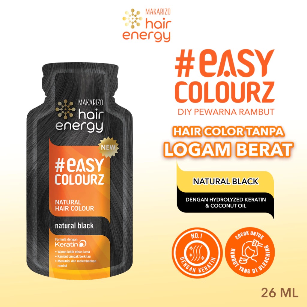 Makarizo Hair Energy Easy Colourz 26ml - Natural Black (Natural Hair Colour)