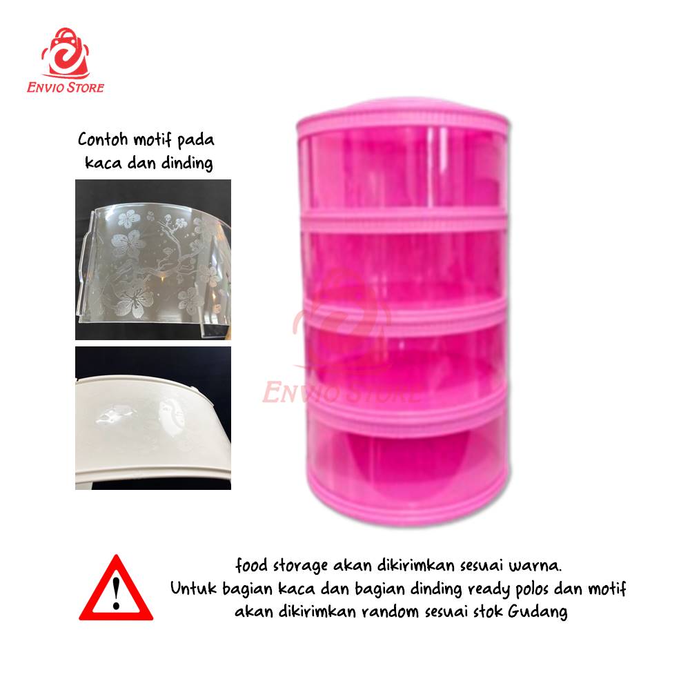TRI J - Food Storage 4 Susun - PINK (Tudung Saji Susun 4 Layer)