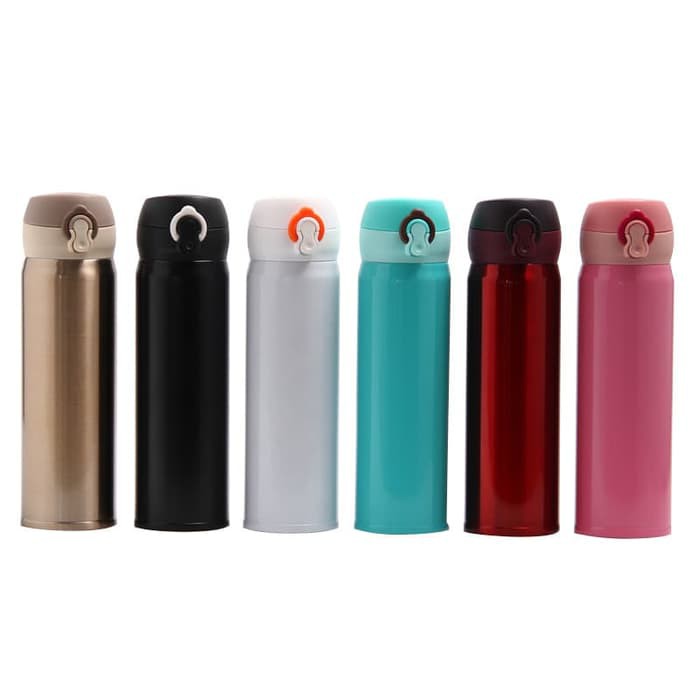 Termos KANCING POLOS 500ml - PUTIH (Botol Minum Tahan Panas & Dingin)