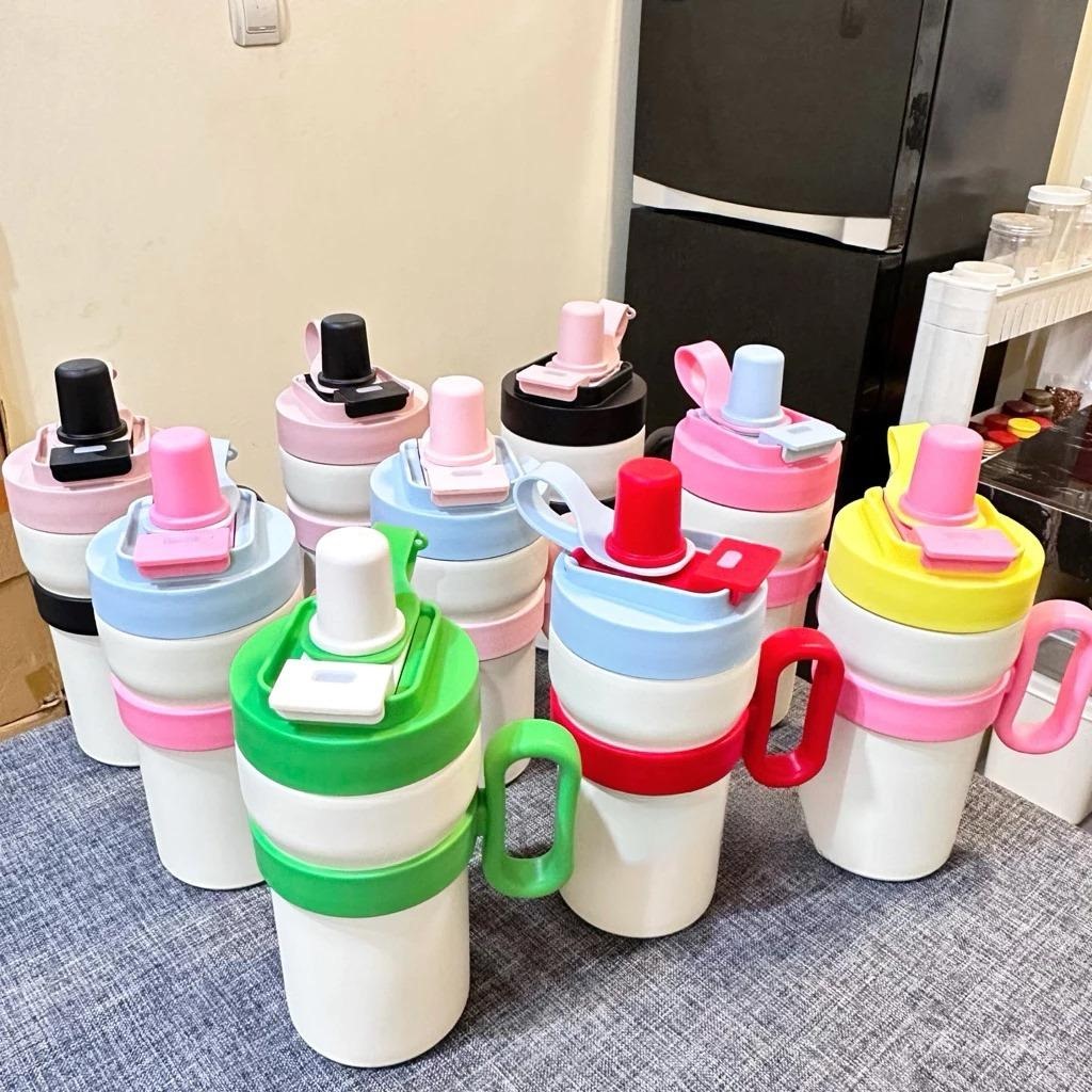 Tumbler Botol Minum Korea Aesthetic Stainless 500ml - PUTIH HIJAU (9107)