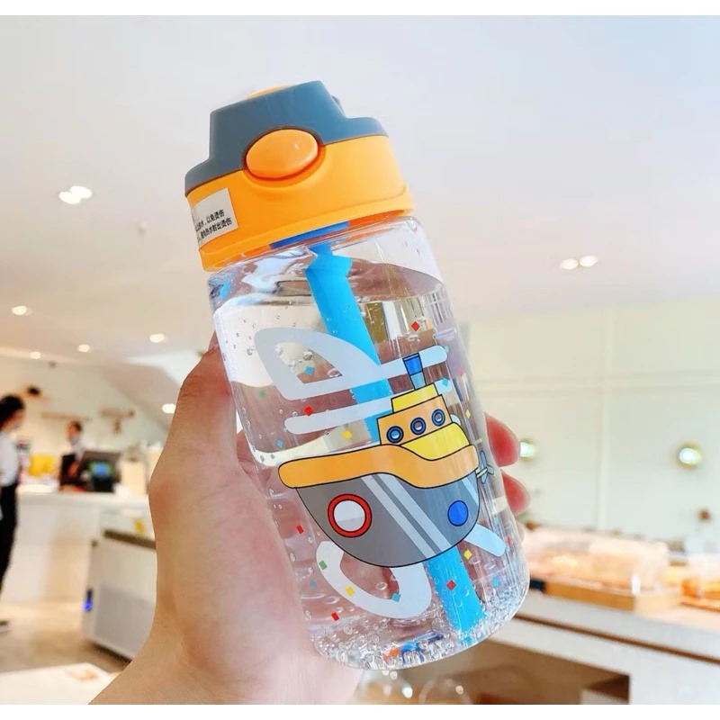 Botol Minum Warna Motif Transportasi 480ml - ORANGE (BZ 276)