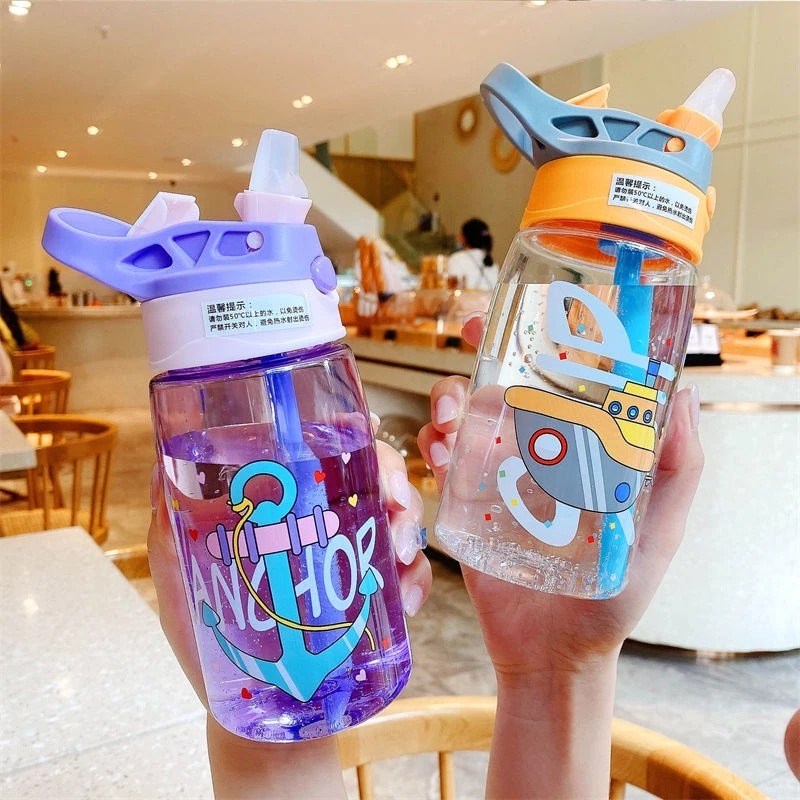 Botol Minum Warna Motif Transportasi 480ml - ORANGE (BZ 276)
