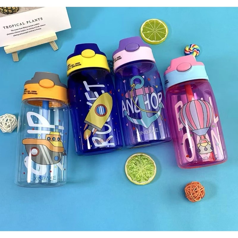 Botol Minum Warna Motif Transportasi 480ml - ORANGE (BZ 276)