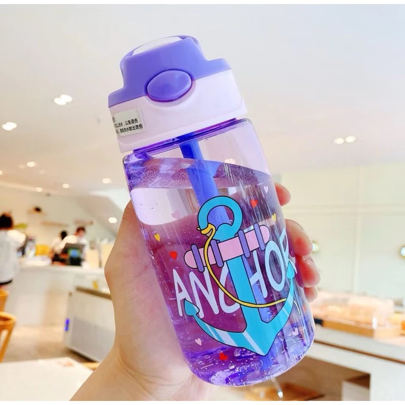 Botol Minum Warna Motif Transportasi 480ml - UNGU (BZ 276)