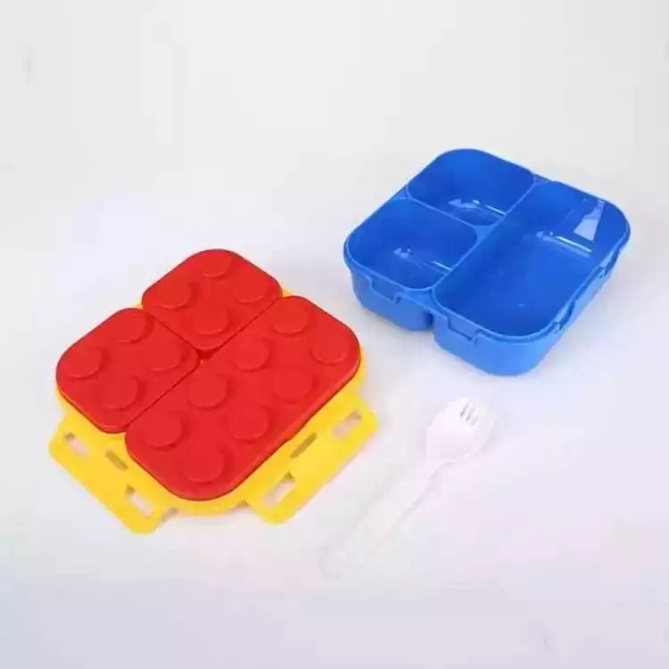 Lunch Box Anak Set Blocks KOTAK 3 Sekat 900ml (Free Sendok) - Kotak Makan Bekal (A913)