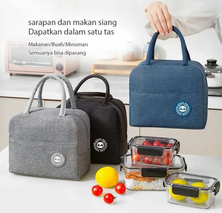 Tas Bekal Polos Oxford - NAVY (Insulated / Cooler Lunch Bag)