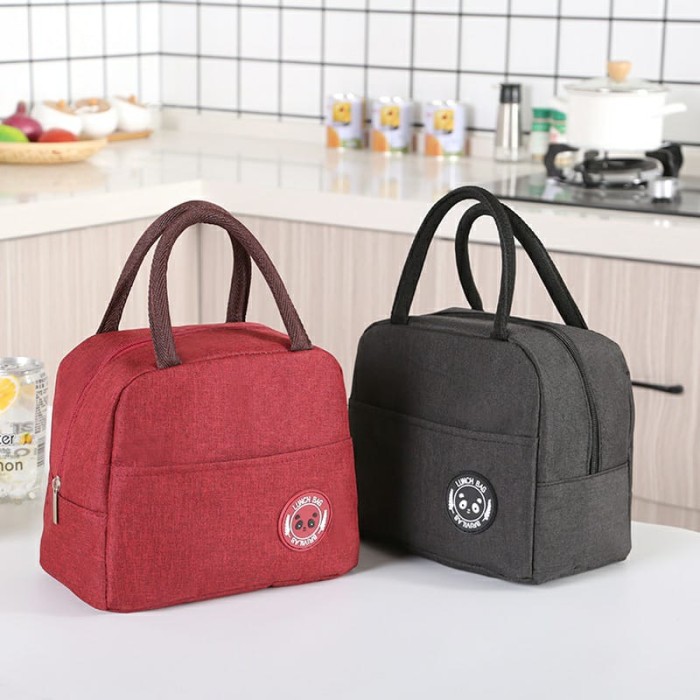 Tas Bekal Polos Oxford - HITAM (Insulated / Cooler Lunch Bag)