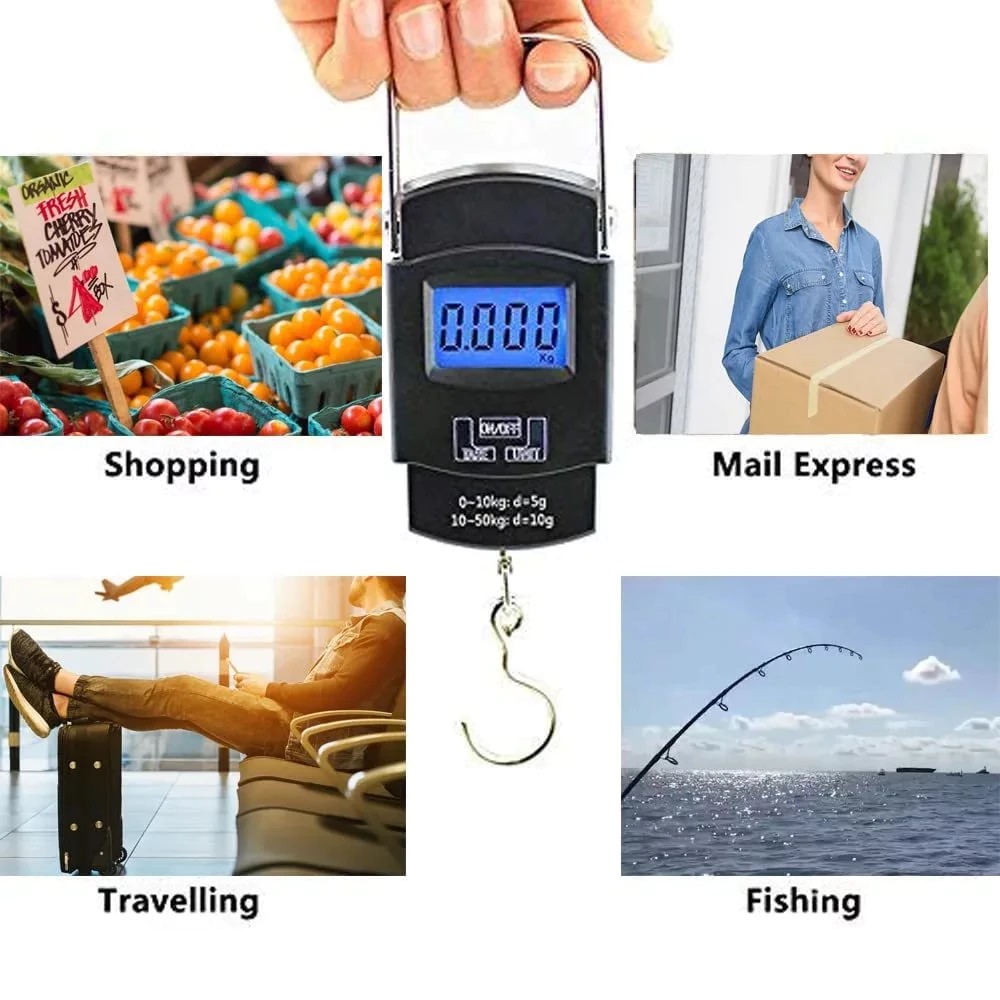 (NEW) Timbangan Gantung HITAM 50kg (WH-A08) - Portable Electronic Scale / Timbangan Digital