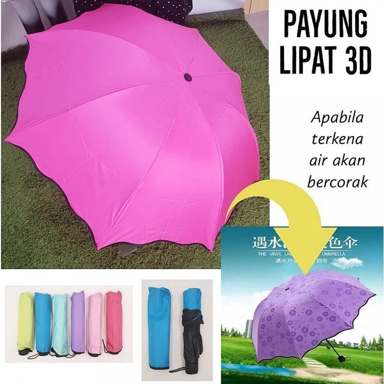 Payung Lipat Magic Motif 3D - BIRU (Magic Umbrella)
