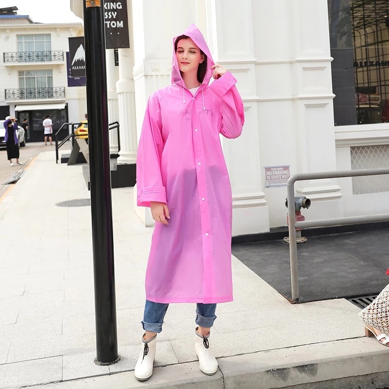 Jas Hujan Ponco Eva DEWASA - PINK (Lightweight Raincoat)