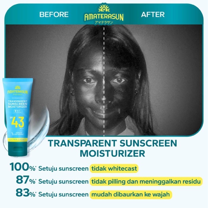 Amaterasun UV Transparent Sunscreen Moisturizer SPF43 PA+++ 50gr