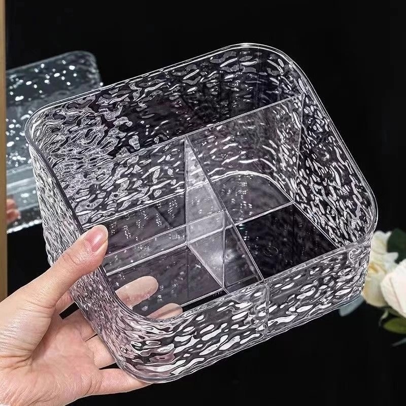 Rak Organizer Meja Akrilik Kristal Pita 3 Sekat