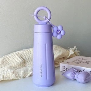 Tumbler Stainless Aesthetic Flower Charm 450ml - UNGU (Botol Minum) (2029)