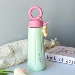 Tumbler Stainless Aesthetic Flower Charm 450ml - HIJAU (Botol Minum) (2029)