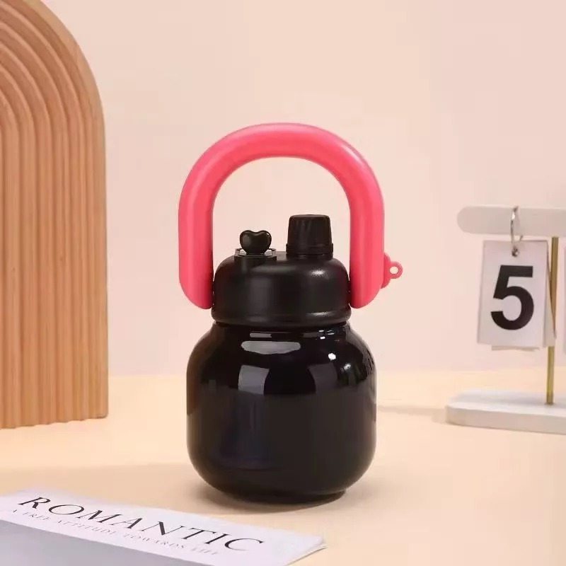 Botol Minum 2in1 JEJU 800ml (BC09) - HITAM (Tumbler Unik Anti Tumpah)