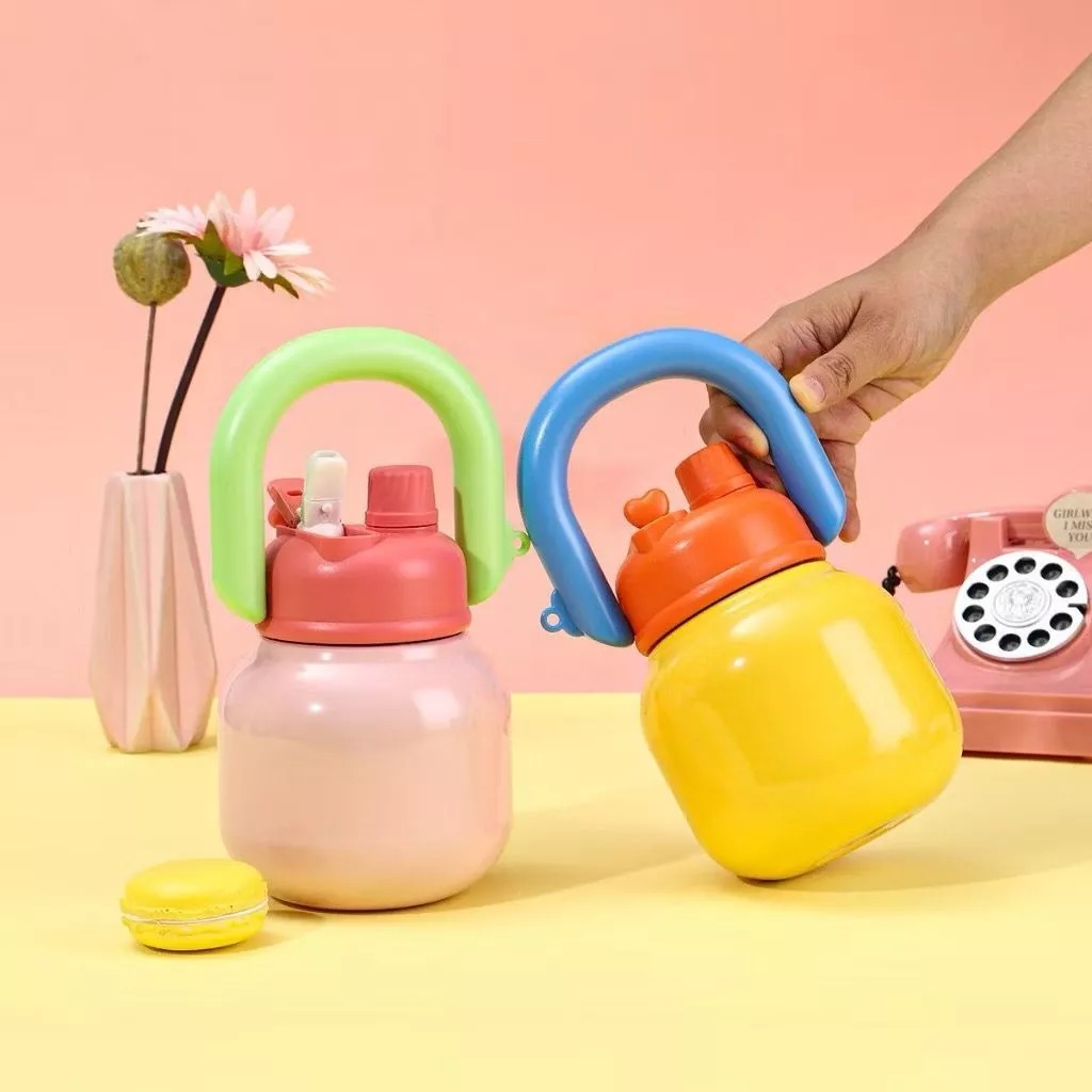 Botol Minum 2in1 JEJU 800ml (BC09) - PINK (Tumbler Unik Anti Tumpah)