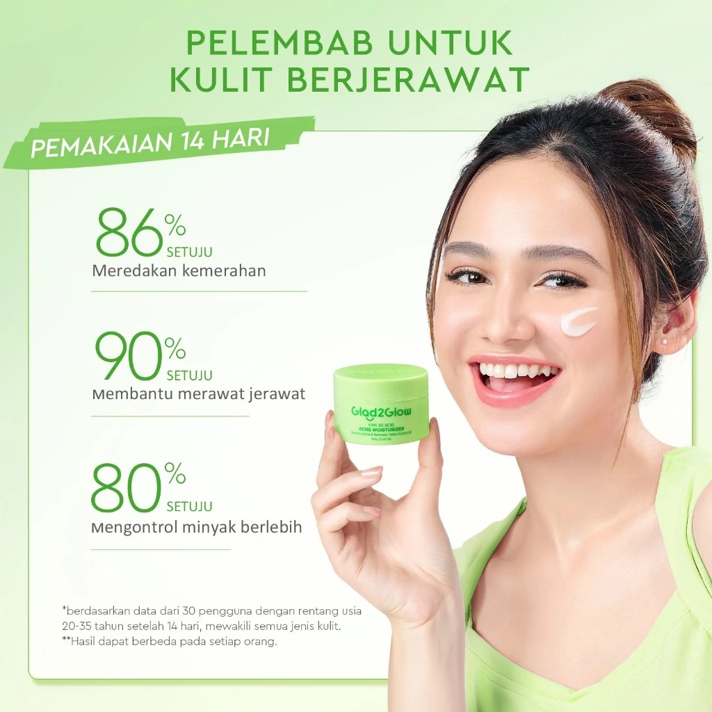 Glad 2 Glow Moisturizer - Kiwi 3D Acid Acne 100gr