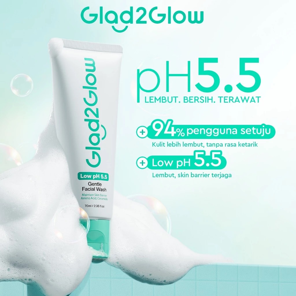 Glad 2 Glow Cleanser - Low pH 5,5 Gentle Facial Wash 70ml
