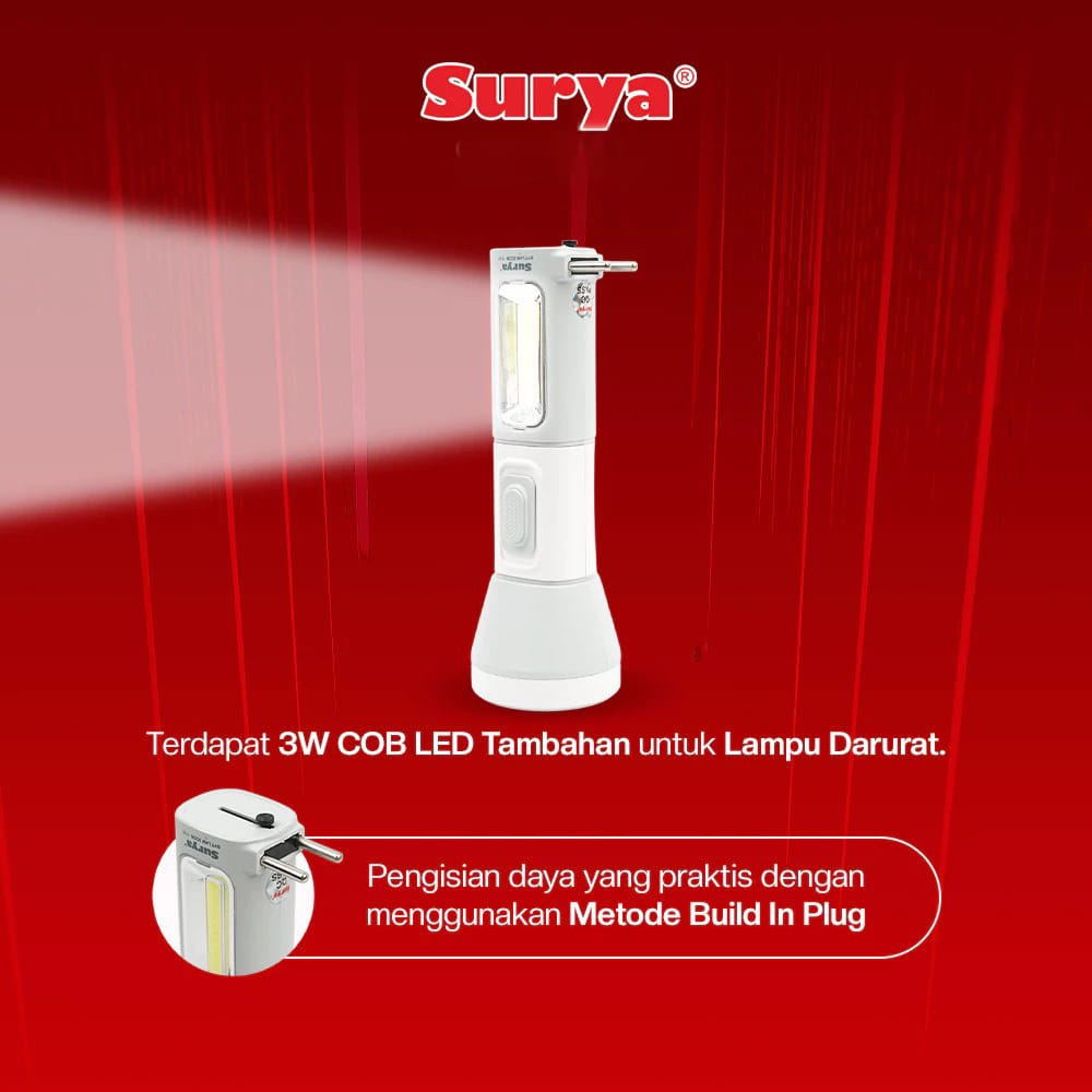 Surya Lampu Senter SYT L4W 3COB Emergency Lamp Rechargeable