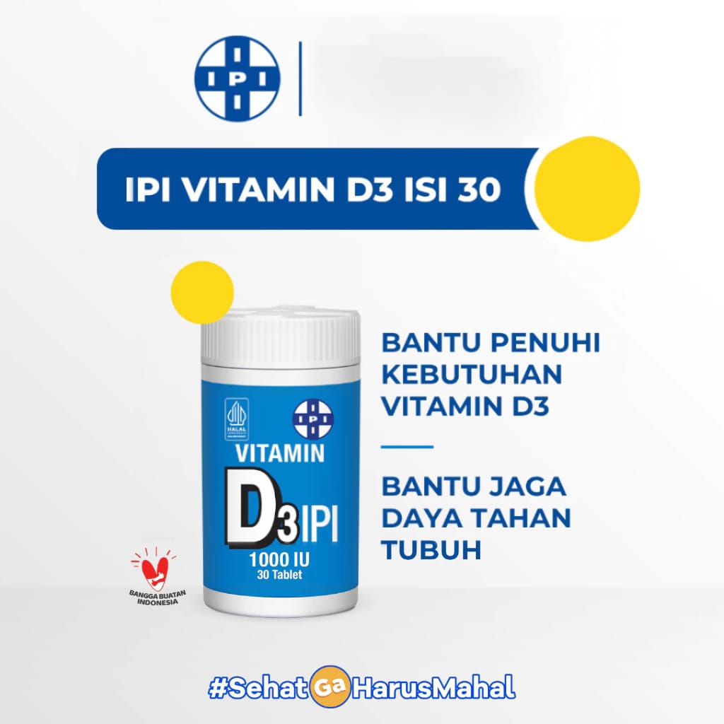 IPI Vitamin D3 1000 IU (Isi 30 Tablet) - Vitamin Suplemen Kesehatan