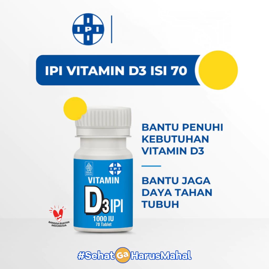 IPI Vitamin D3 1000 IU (Isi 70 Tablet) - Vitamin Suplemen Kesehatan