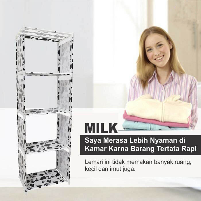 TRI J - Rak Buku 5 Susun - PUTIH COW MILK (Rak Serbaguna)
