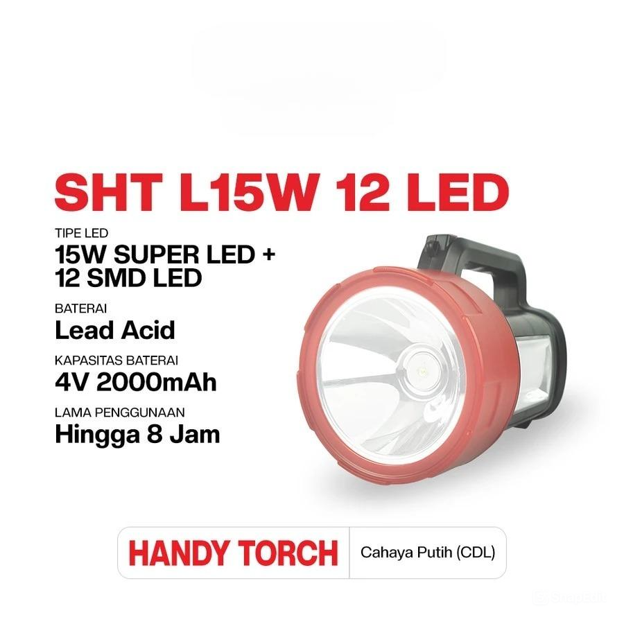 Surya Lampu Senter SHT L15W 12LED Emergency Lamp Rechargeable