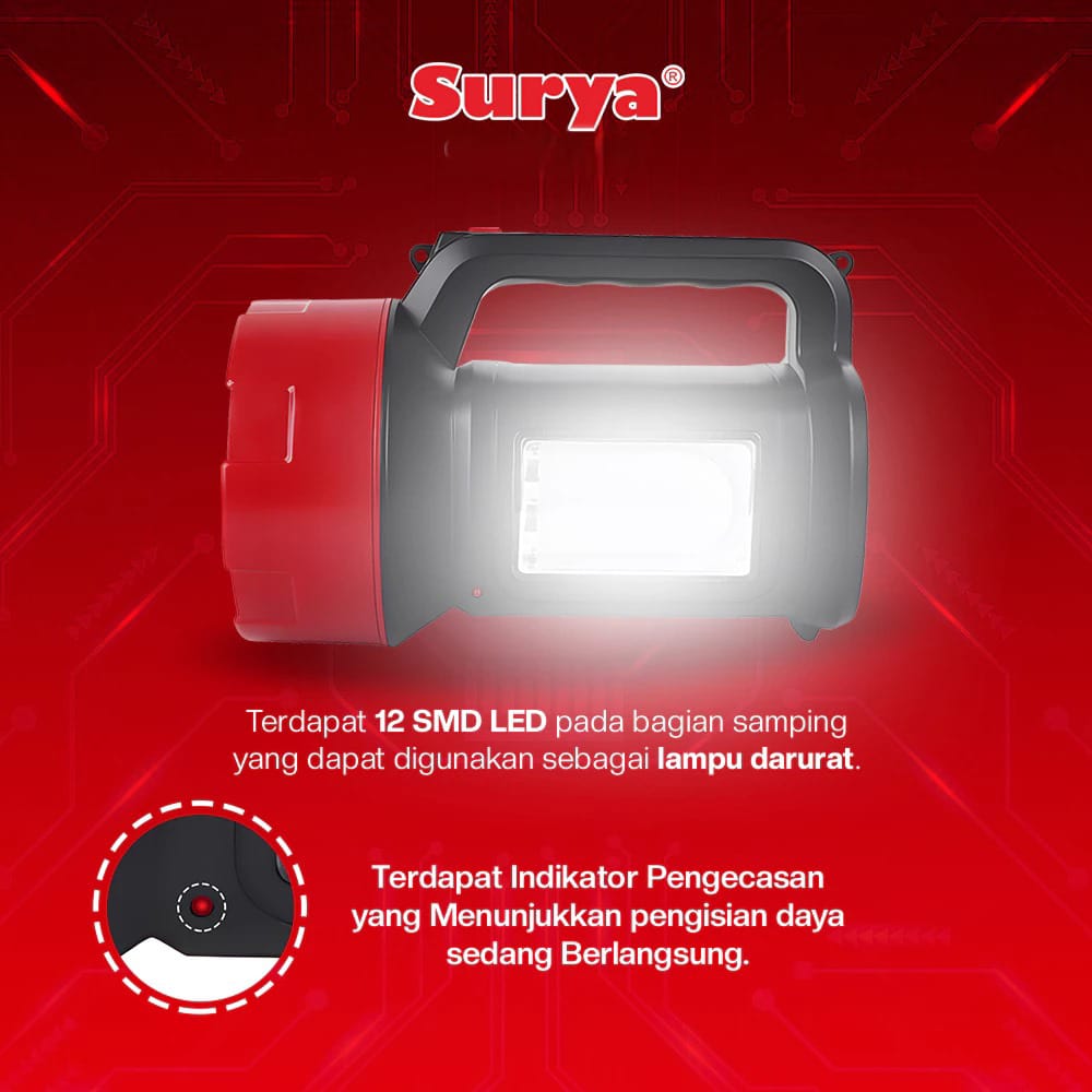 Surya Lampu Senter SHT L15W 12LED Emergency Lamp Rechargeable