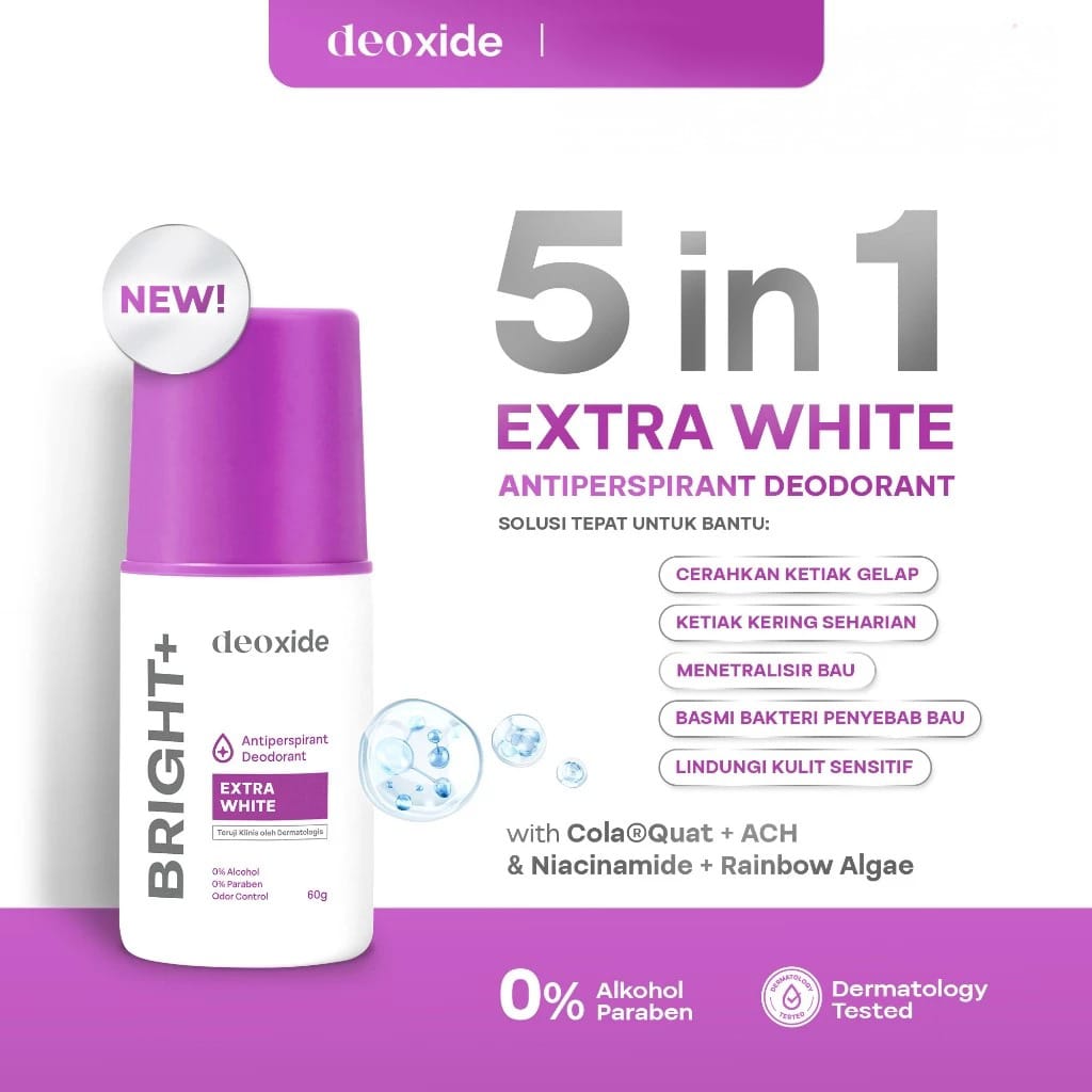 Deoxide Antiperspirant Deodorant 60gr - Bright+ (Extra White)
