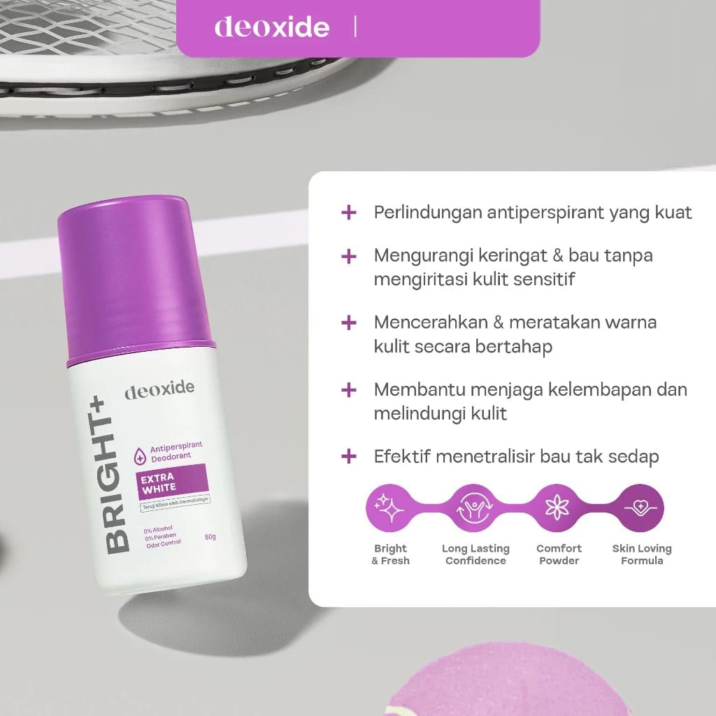 Deoxide Antiperspirant Deodorant 60gr - Bright+ (Extra White)