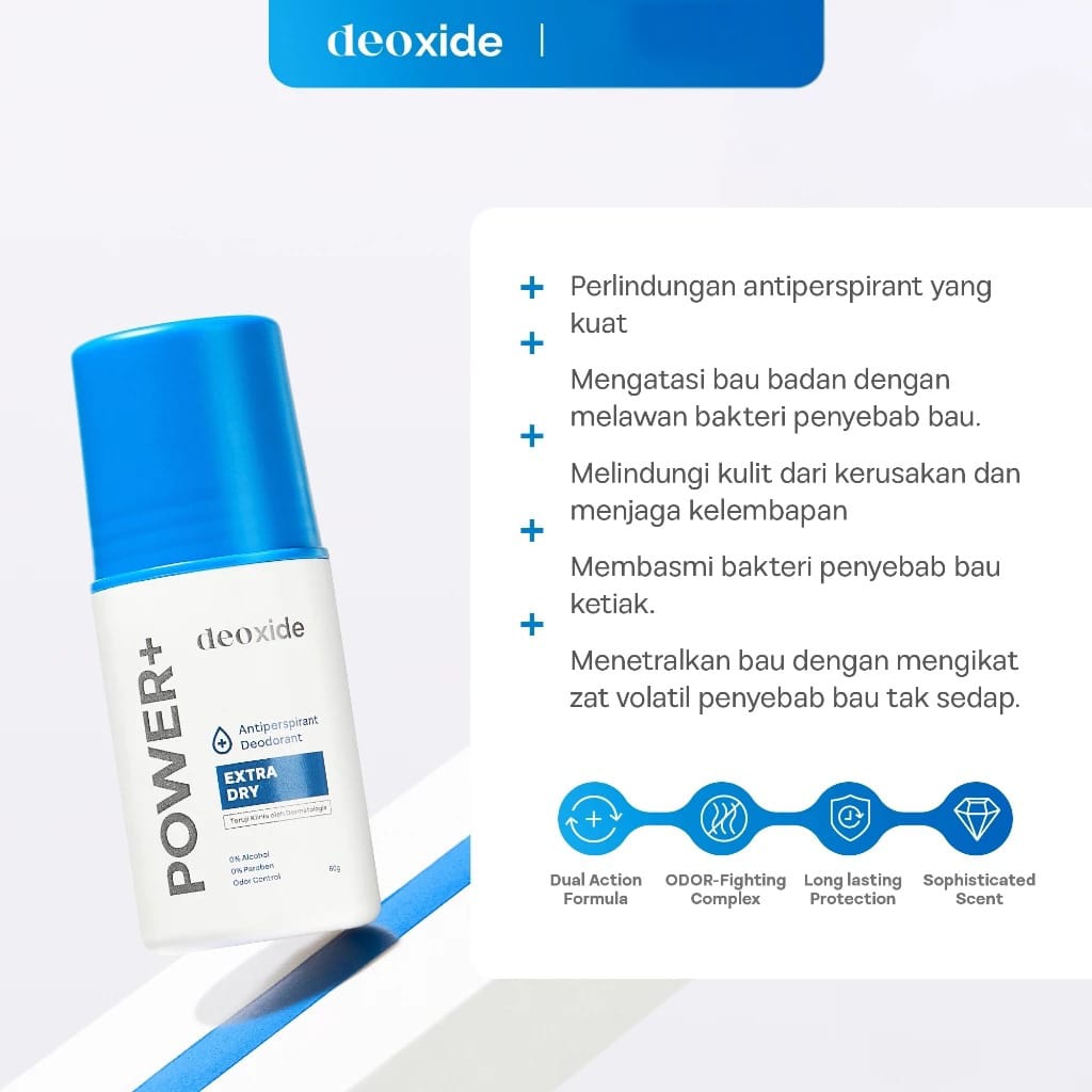 Deoxide Antiperspirant Deodorant 60gr - Power+ (Extra Dry)