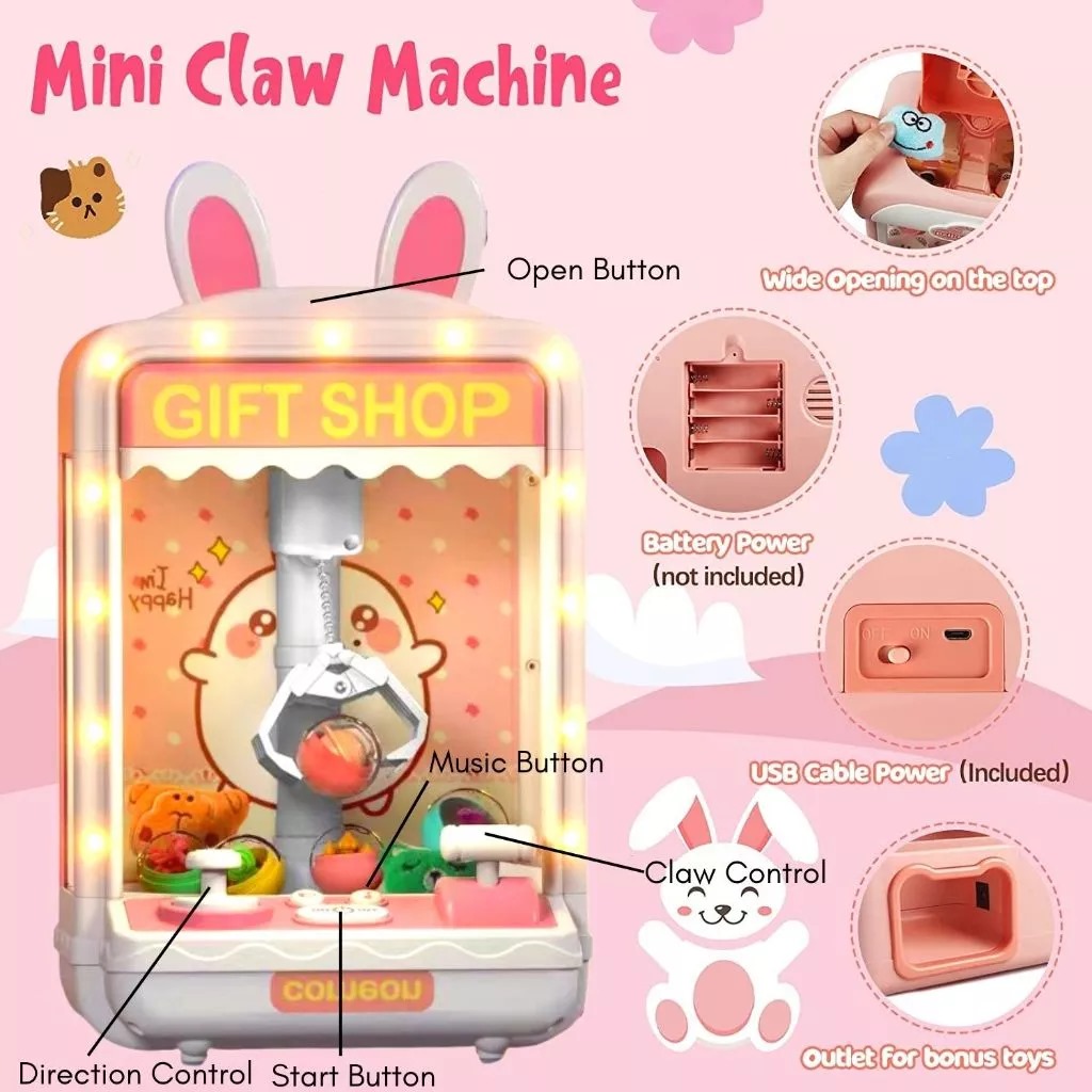 Mesin Capit Boneka - PINK (Mainan Capit Boneka Mini)