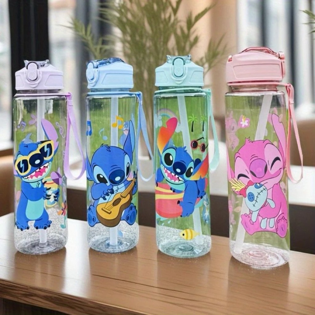 Botol Minum Stitch 750ml - UNGU (Free Sedotan + Strap)