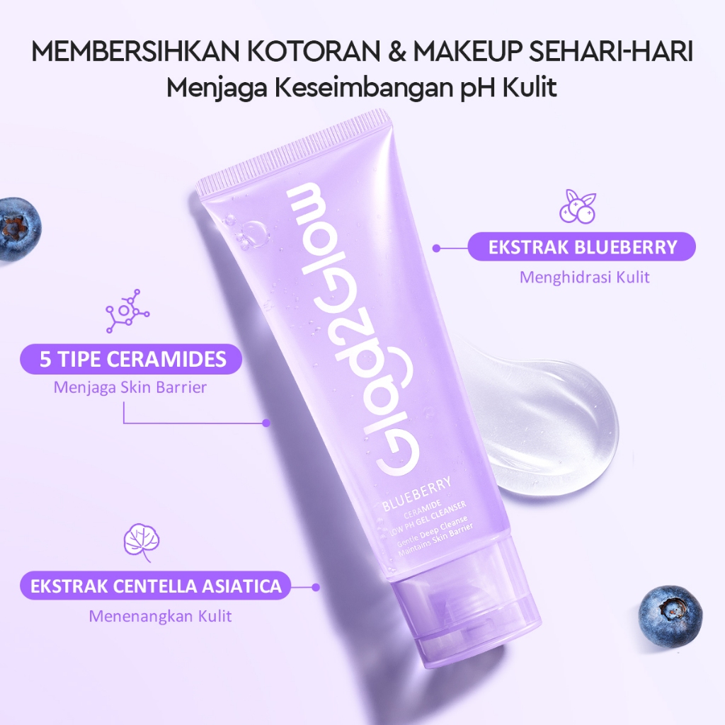Glad 2 Glow Cleanser - Blueberry Ceramide Low pH Gel 100ml