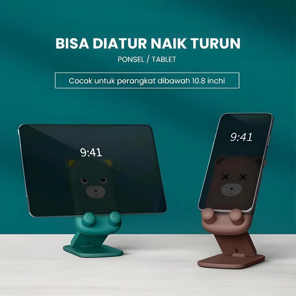 Desktop Phone Holder Karakter - HITAM (Folding Stand HP)
